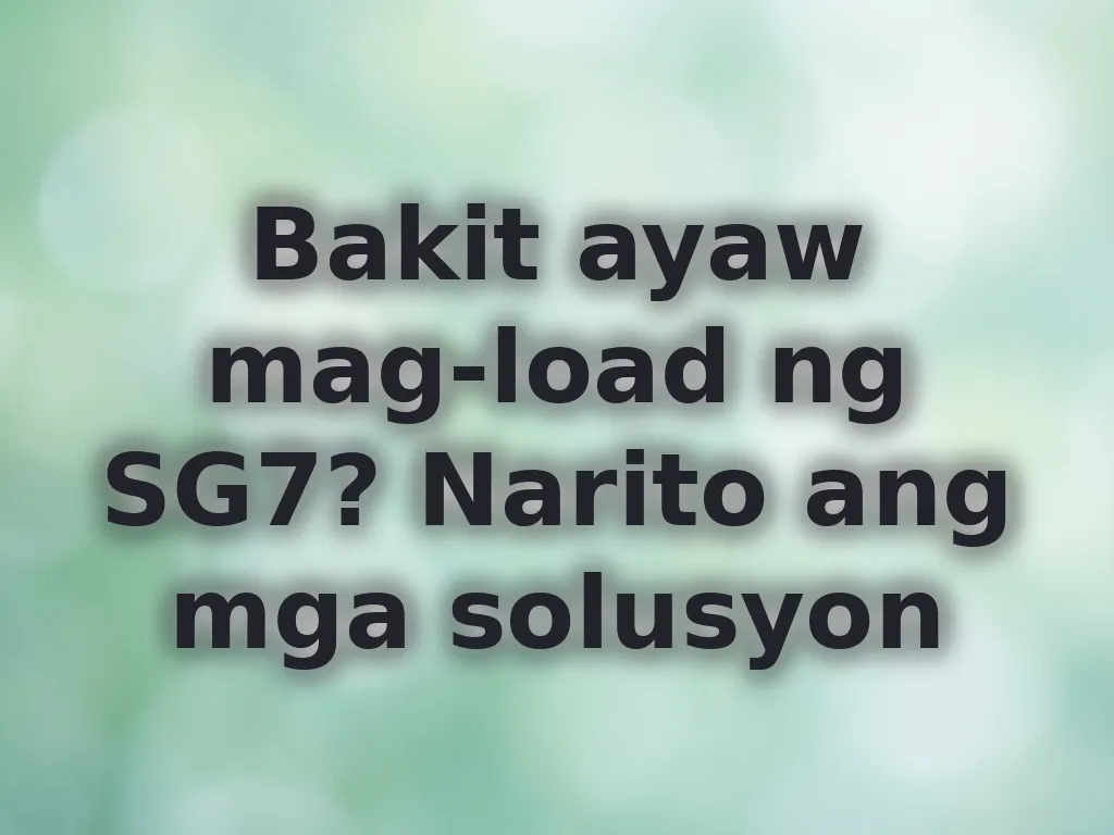 SG7 Error Fixes